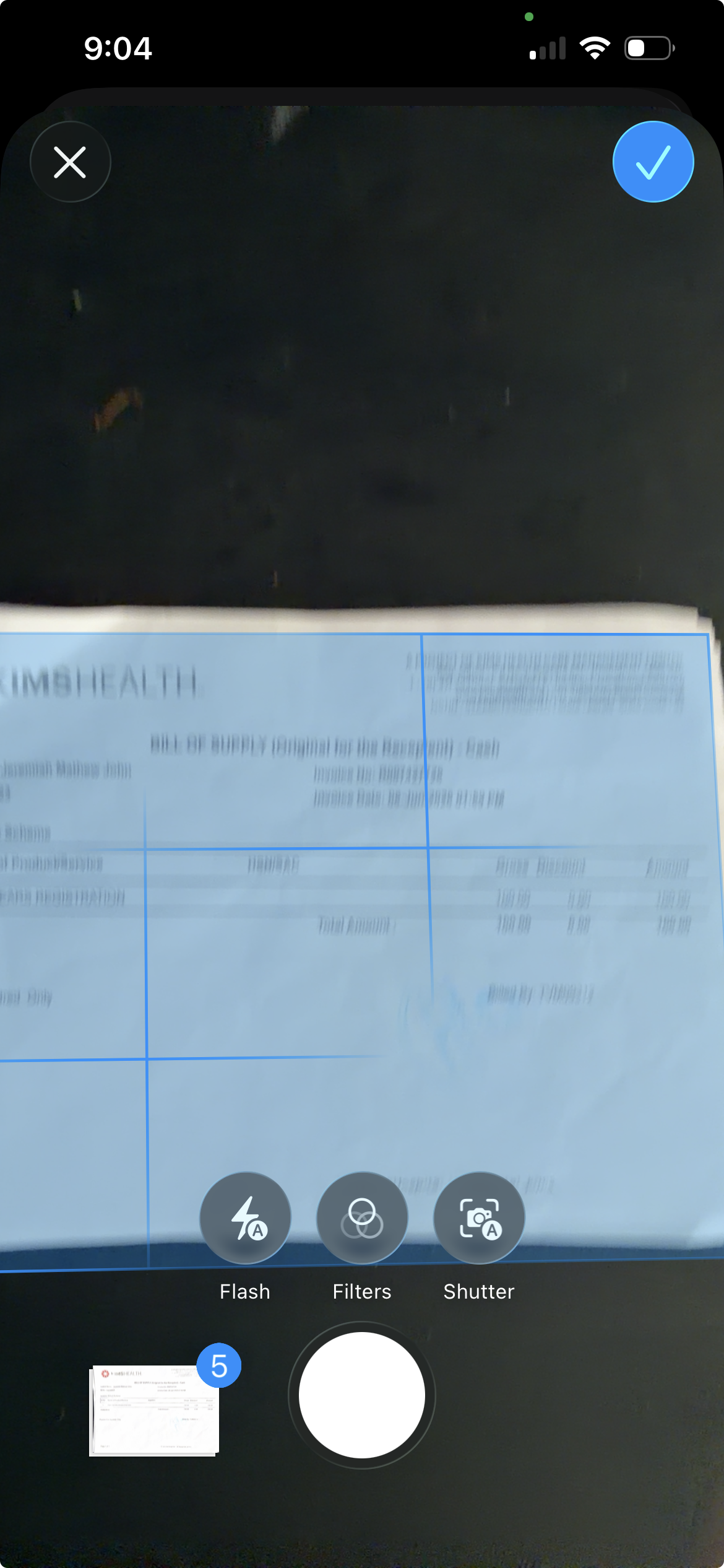 Scanned receipt details preview and confirmation screen